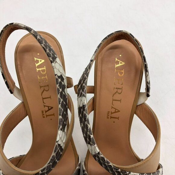 Aperlai Paris python suede nude tan  sling back high heels 39 - Picture 10 of 12